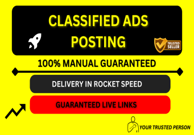 I will 150 post classified ads on the top classified ads posting sites