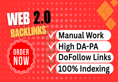 Building Strong professional 50 indexable HQ Web 2.0 Backlinks for Enhanced Online Visibility