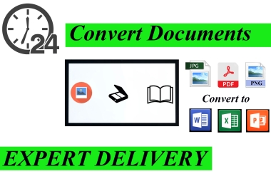 I will do PDF,  JPG,  PNG & Handwriting to word,  excel,  PowerPoint.