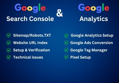 I will optimize Google Search Console and Analytics setup for your website