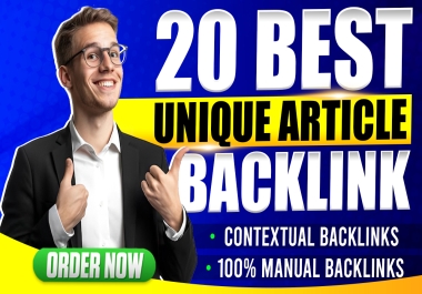 I will do 20 unique article submissions contextual backlinks