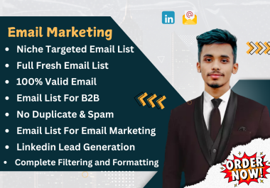 I will do niche targeted email list,  b2b,  Country Based Email,  bulk email list for email marketing