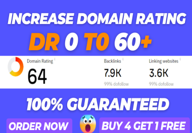 You will get Increase Domain Rating Increase DR 60 Plus With High-Quality Backlinks