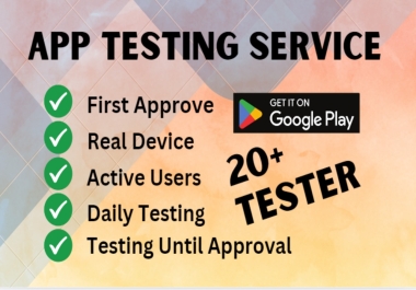 I will Provide 20 testers google play console for close testing for 14 days.