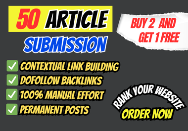 50 ARTICLE Submission With Contextual Backlinks