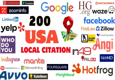 200 Top Quality USA Local Citations Service for USA Local Business SEO Listings