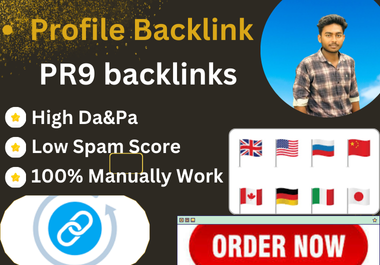 powerful SEO dofollw PR9 Profile Backlink building 200+ manually Create