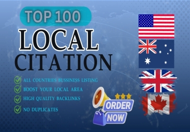 top 100 High Quality local citation backlinks to rank your business