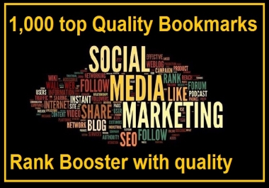 1000 top quality bookmarks to seo rank and increase traffics